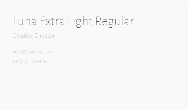 Luna Extra Light Regular Business Card