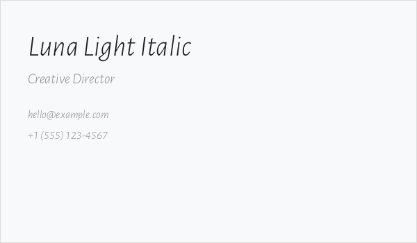 Luna Light Italic Business Card