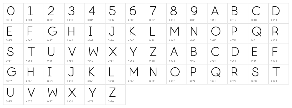 Luna-Regular Character Map