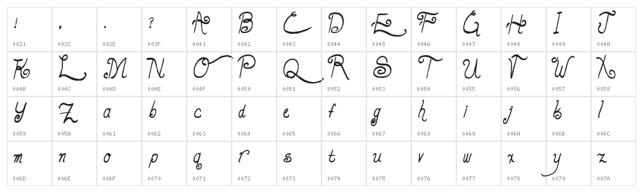 LunarOatmeal-Regular Character Map