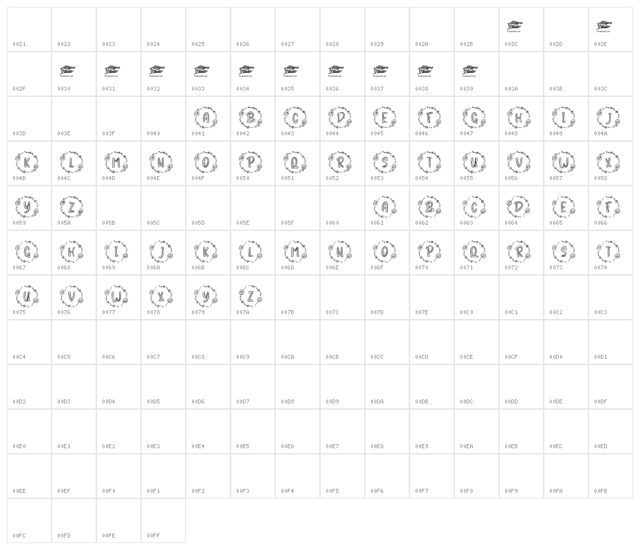 Lunarin Chinese Monogram Character Map