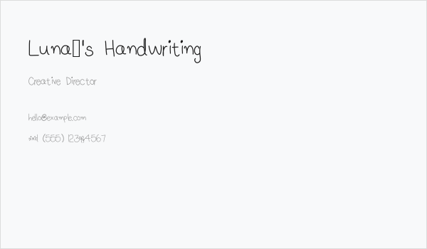 Luna's Handwriting Business Card