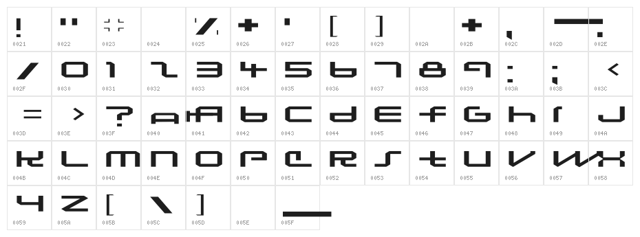 Lunasequent Character Map