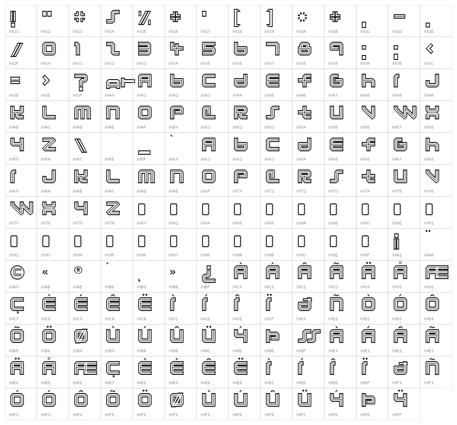 LunasolAurora-Regular Character Map