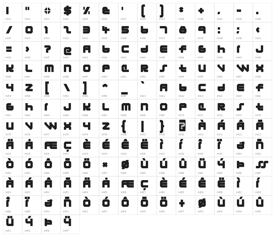 LunasolEclipse-Regular Character Map