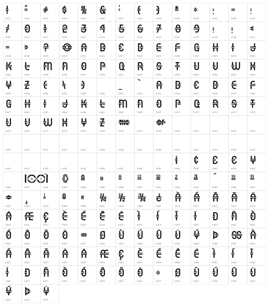LuncheonetteNF Character Map