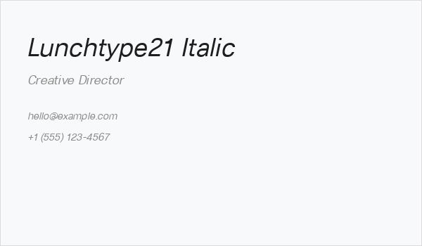 Lunchtype21 Italic Business Card