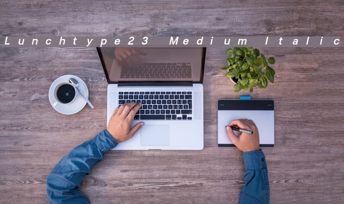 Lunchtype23 Medium Italic Font examples