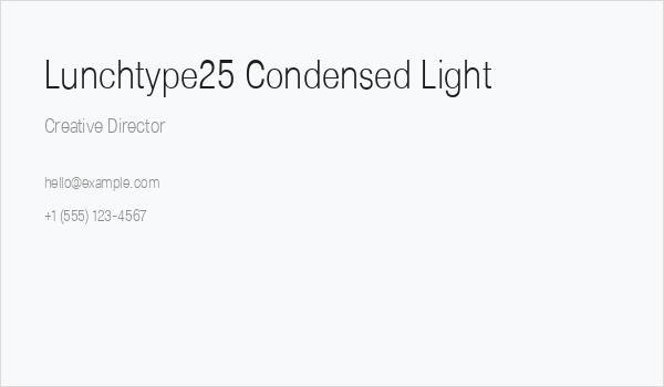 Lunchtype25 Condensed Light Business Card