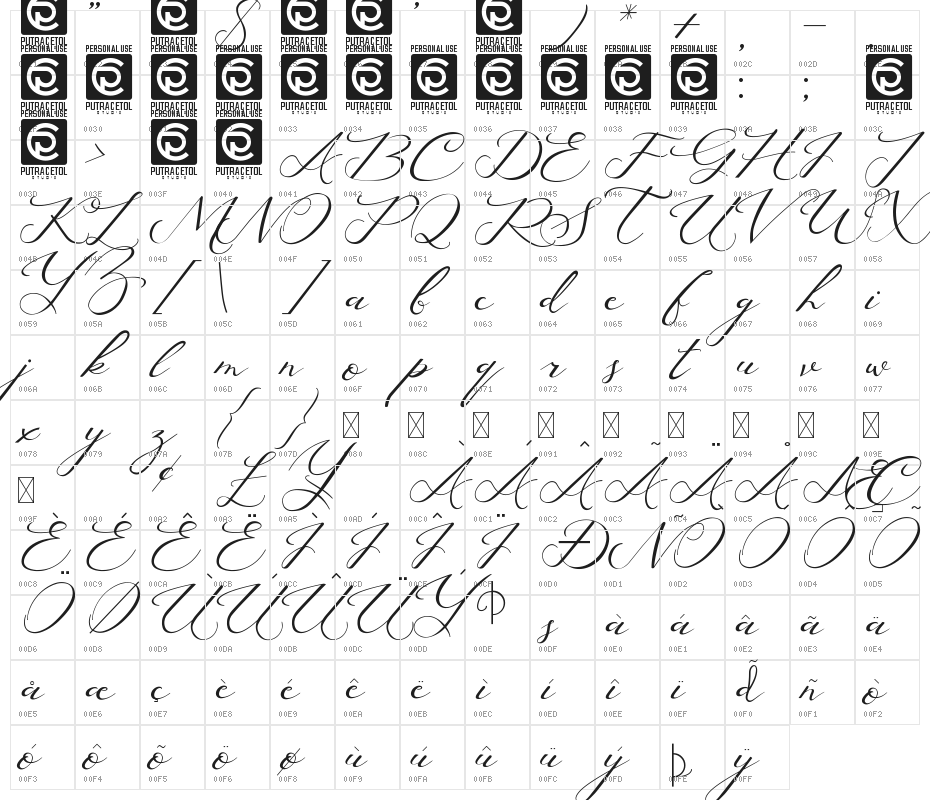 Lusya Free Character Map