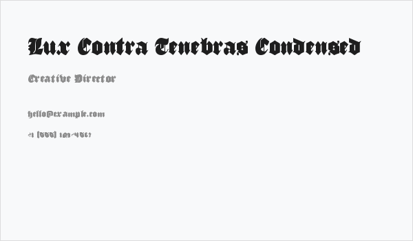 Lux Contra Tenebras Condensed Business Card