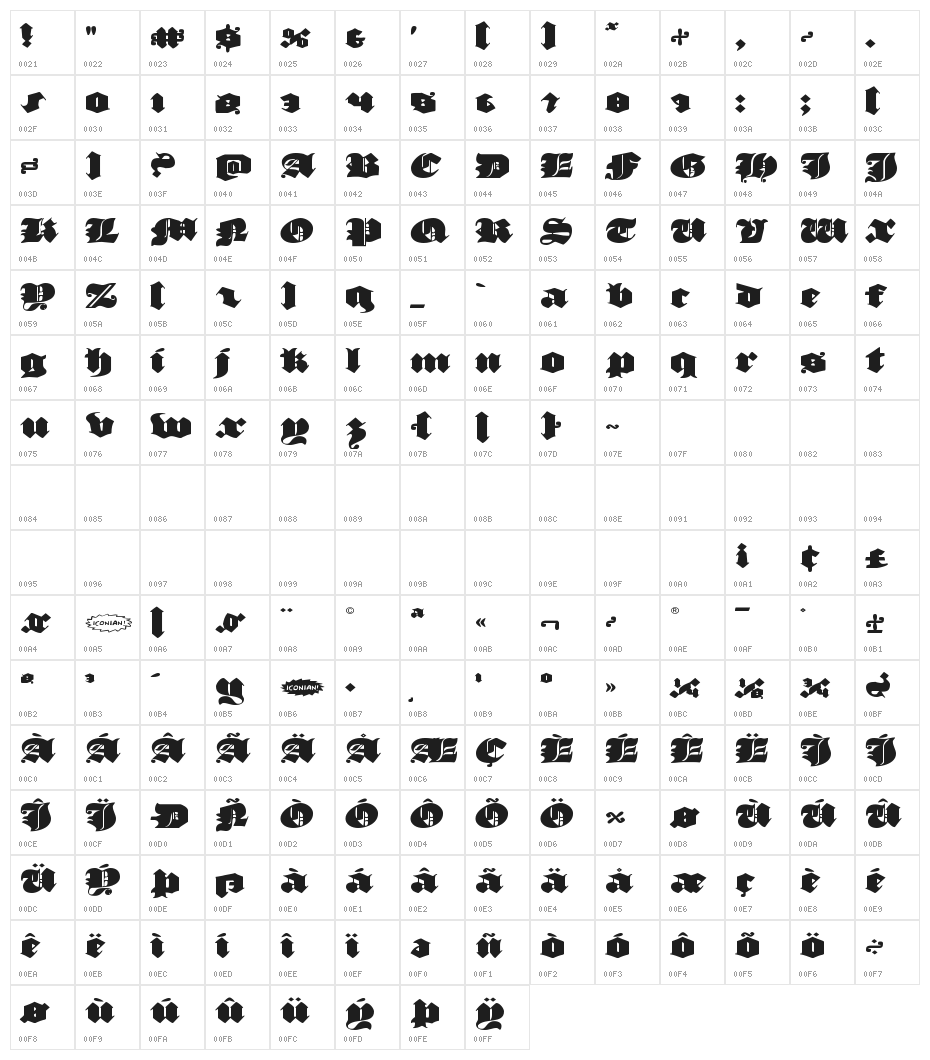 Lux Contra Tenebras Expanded Character Map