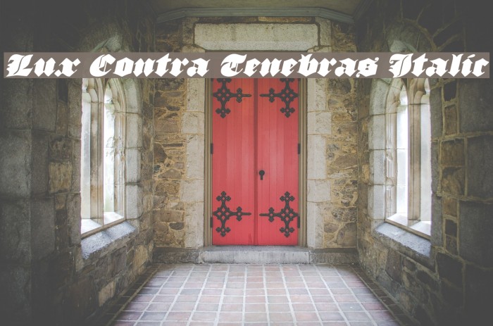 Lux Contra Tenebras Italic Font examples