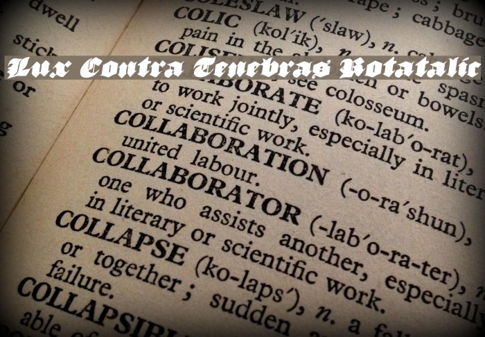 Lux Contra Tenebras Rotatalic Font examples