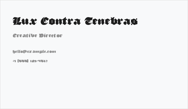 Lux Contra Tenebras Business Card