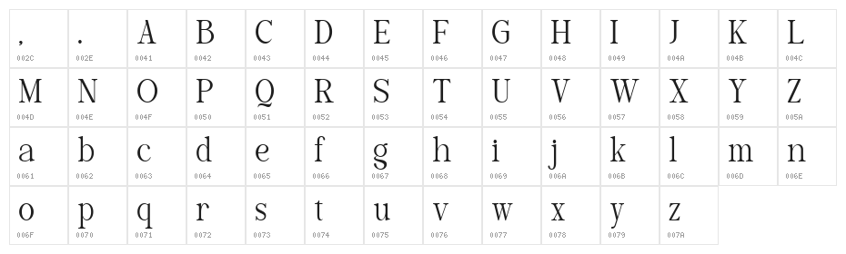 Luxeline DEMO Regular Character Map