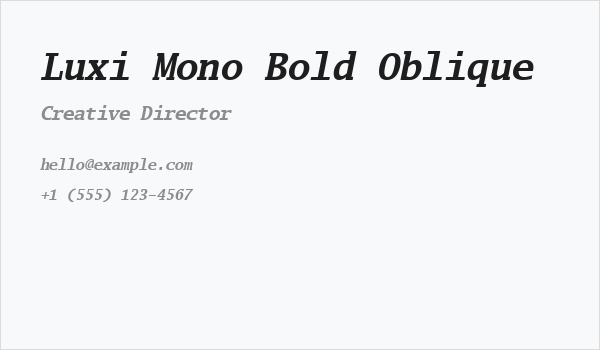 Luxi Mono Bold Oblique Business Card