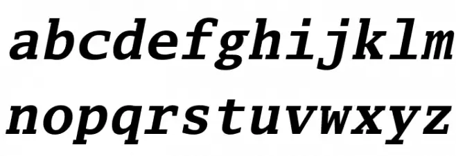 Luxi Mono Bold Oblique Schriftart Kleinbuchstaben