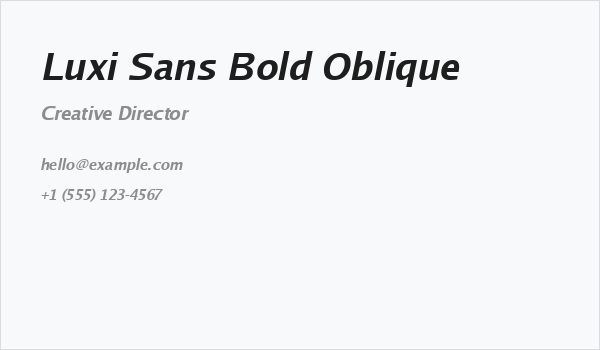 Luxi Sans Bold Oblique Business Card