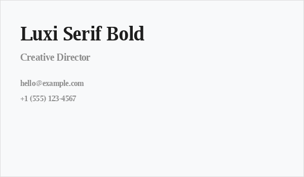 Luxi Serif Bold Business Card