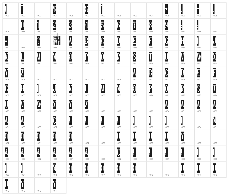 Luxury & Decadence Character Map