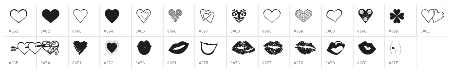 luv n kisses Character Map