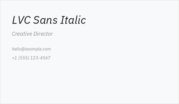 LVC Sans Italic Business Card
