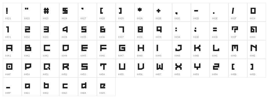 LVDC Common2 Character Map