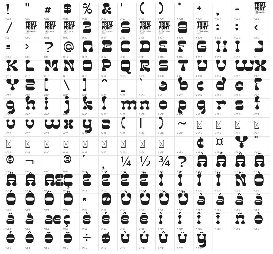 LYMANTRIA Demo Regular Character Map