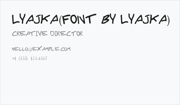 Lyajka(FONT BY LYAJKA) Business Card