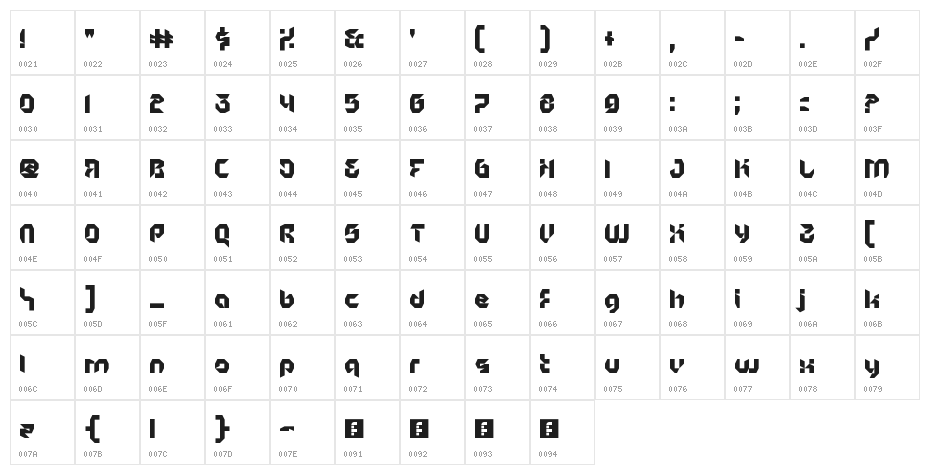 Lycra Regular Character Map