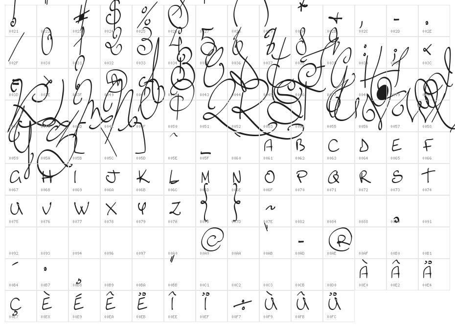 Lyric Dragon Semi Bold Character Map