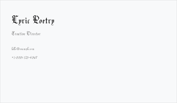 Lyric Poetry Business Card