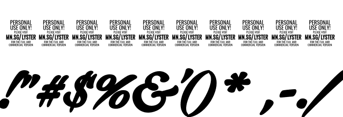 Lyster Bold PERSONAL USE ONLY Font OTHER CHARS