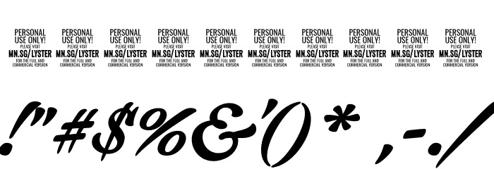 Lyster PERSONAL USE ONLY Font OTHER CHARS