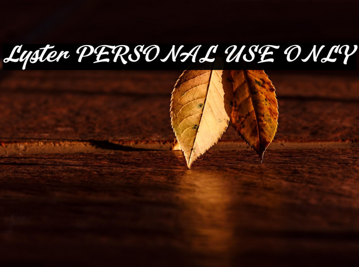 Lyster PERSONAL USE ONLY Example 3