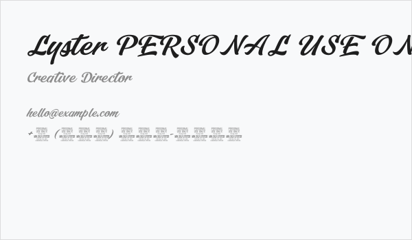 Lyster PERSONAL USE ONLY Business Card