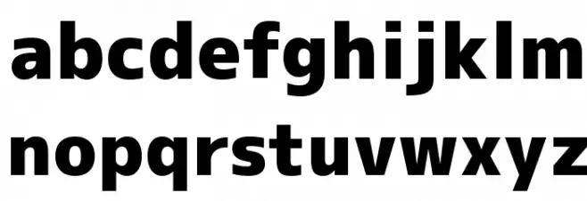 M+ 1c black Font Litere mici