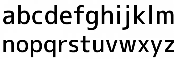 M+ 1c medium Schriftart Kleinbuchstaben