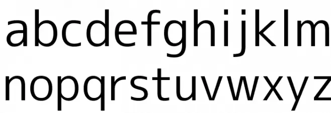 M+ 1c regular Schriftart Kleinbuchstaben