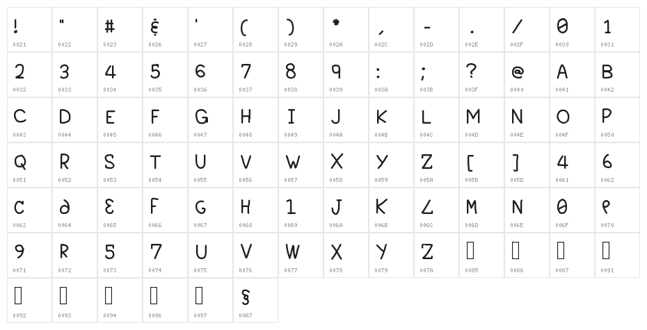 M0N0T3CHN0L0GY2407 Regular Character Map