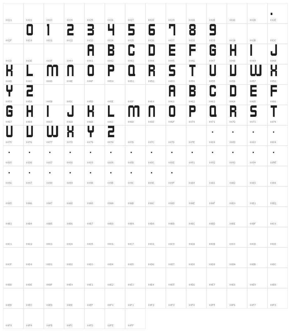 M11_BREAKING CREW Character Map