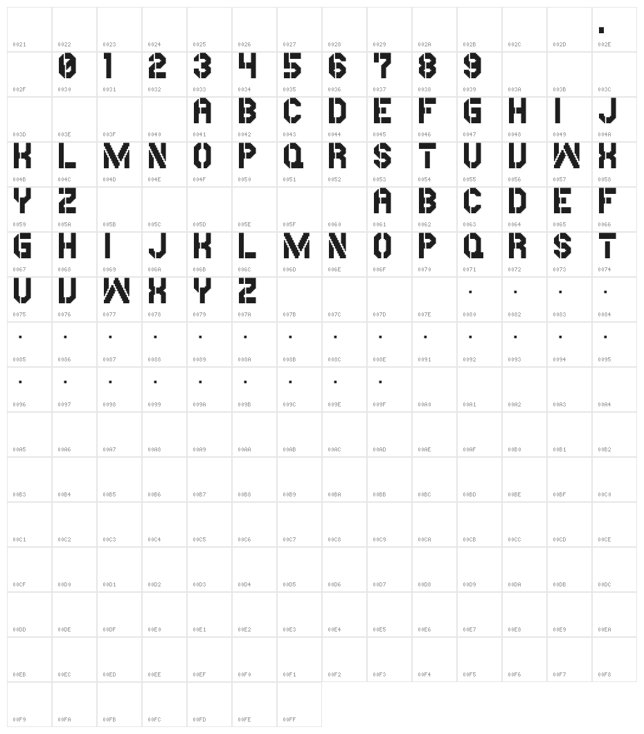 M17_FRONT MINE Character Map