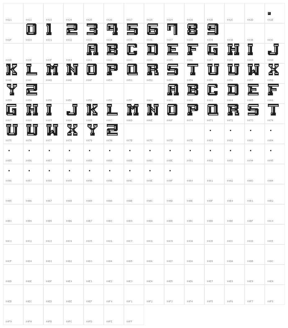M21_EXCITE HIKE Character Map