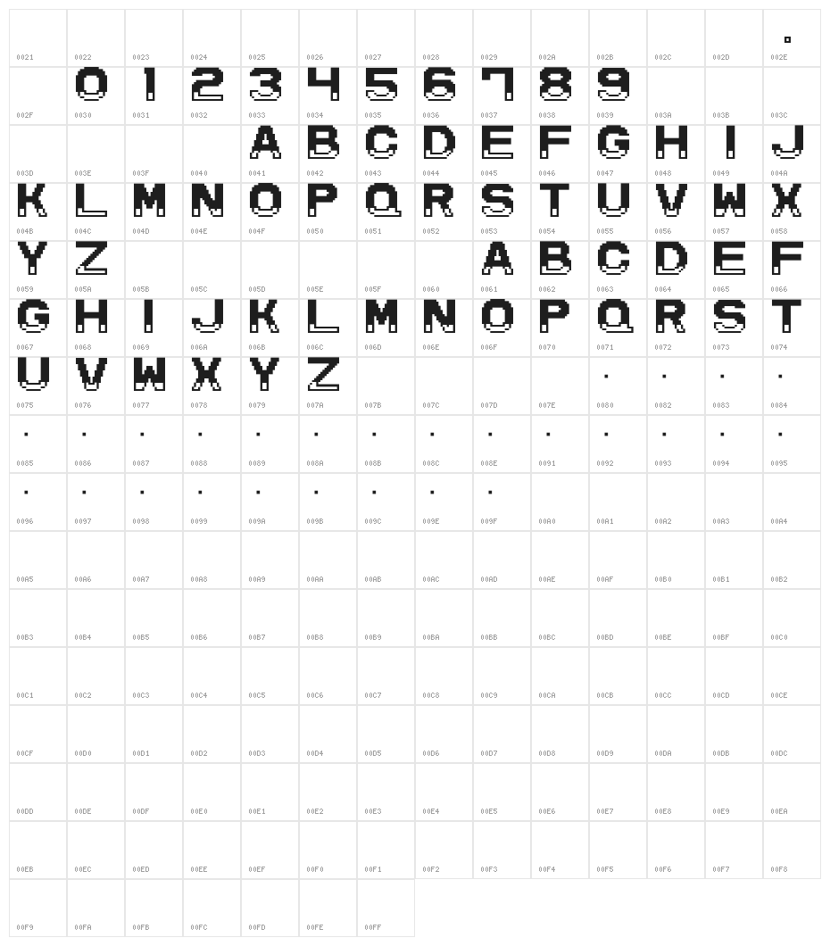 M24_DOUBLE DRAG ON Character Map