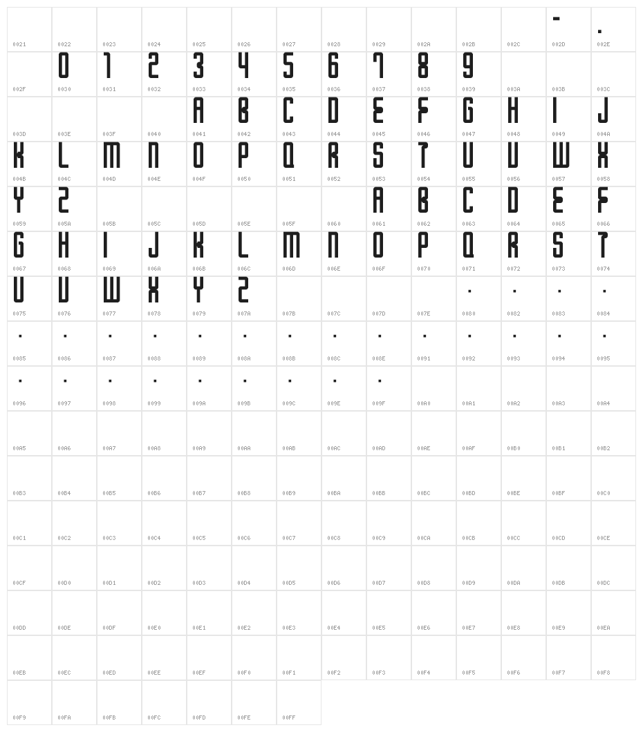 M28_ROUTE-160 TYPO Character Map