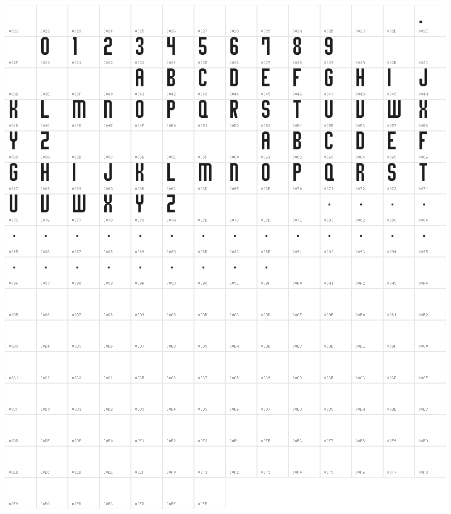M30_SHOPLIFTER Character Map