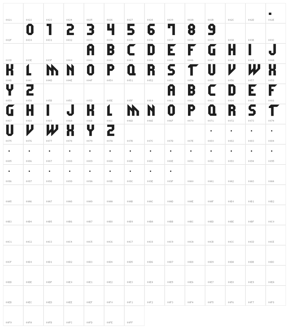 M32_COMPLETE Character Map