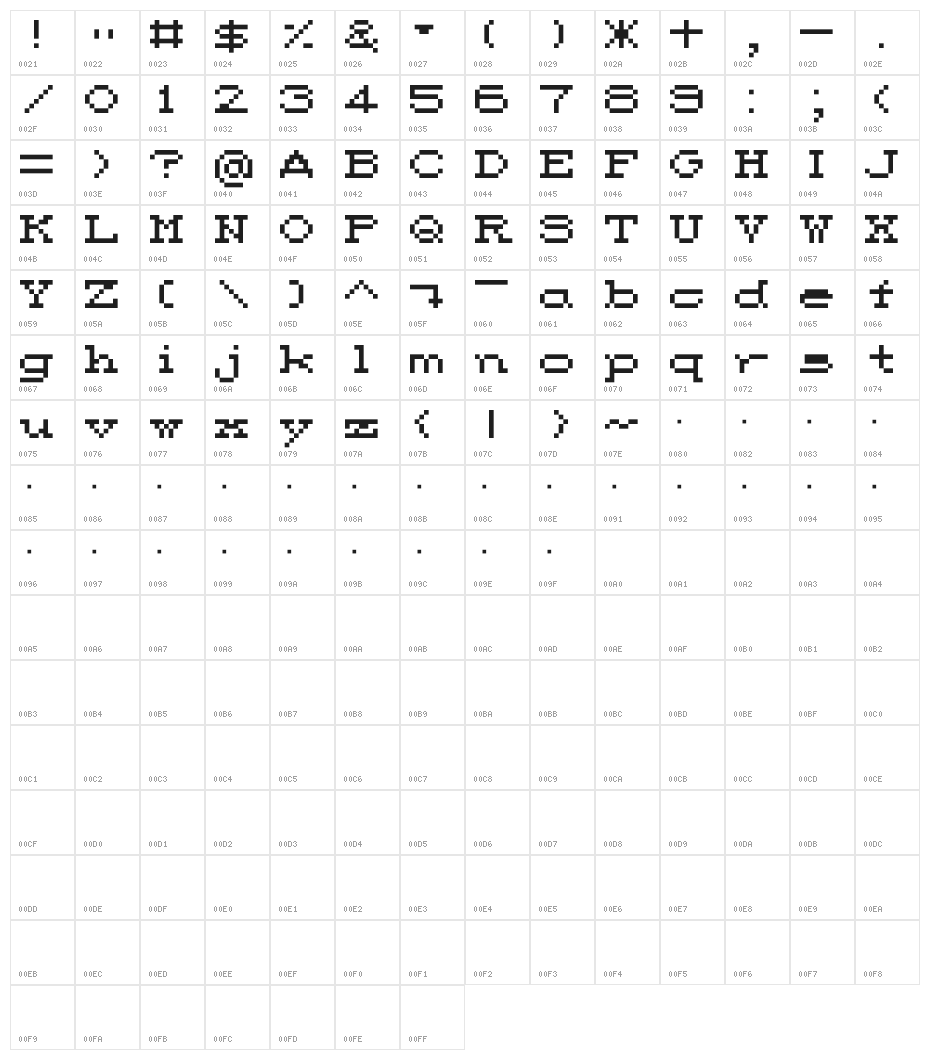 M35_CPS2 Character Map