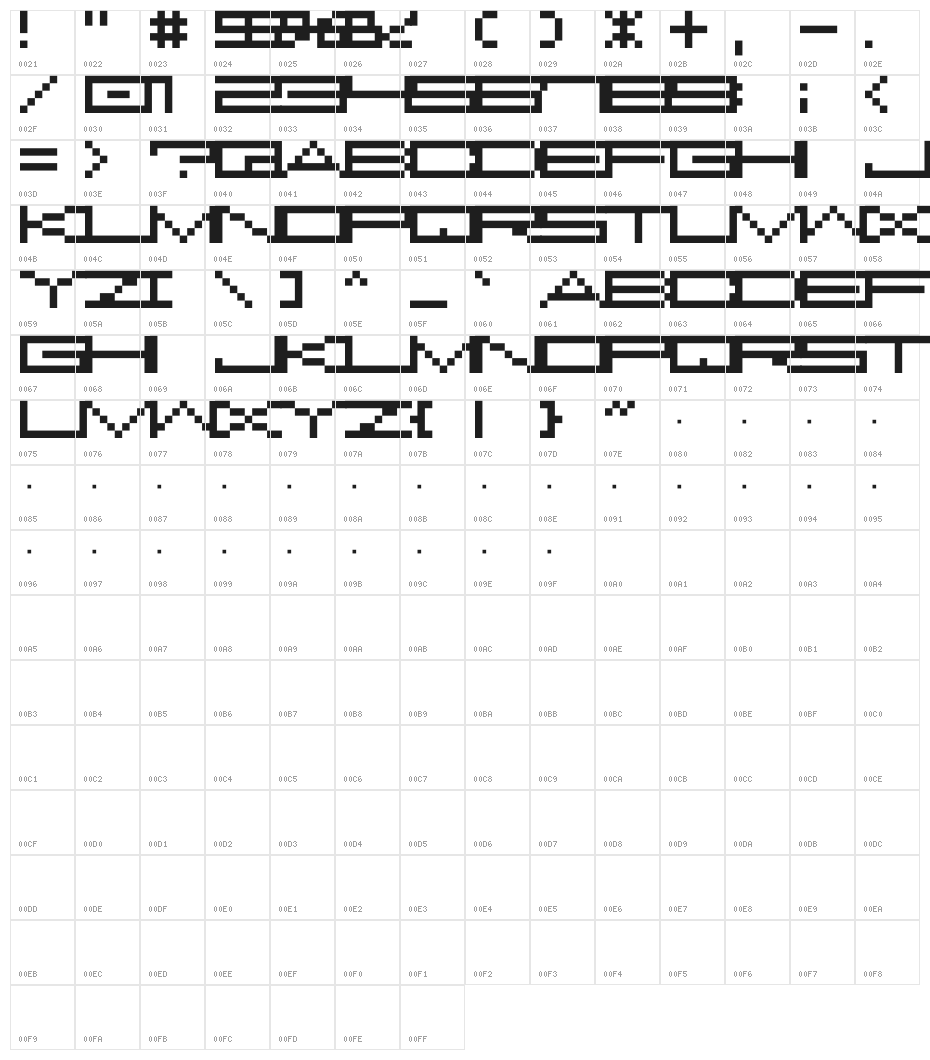 M37_FEEL THE BIT Character Map